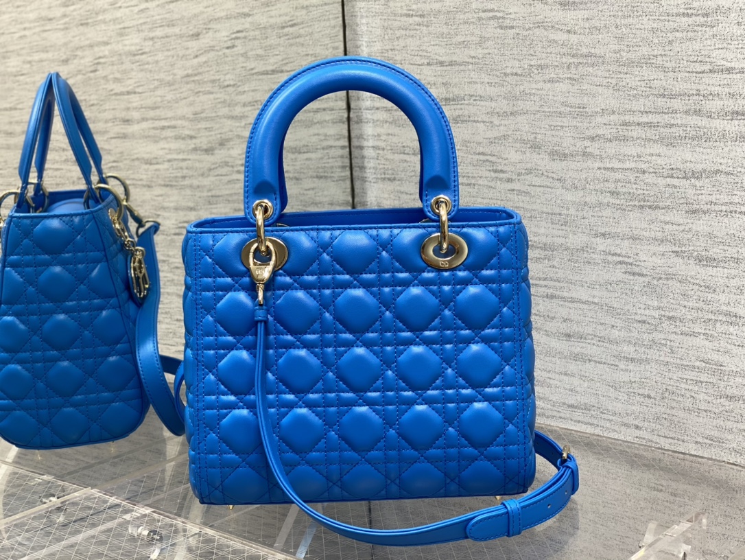 Medium Lady Dior Bag Blue Cannage Lambskin